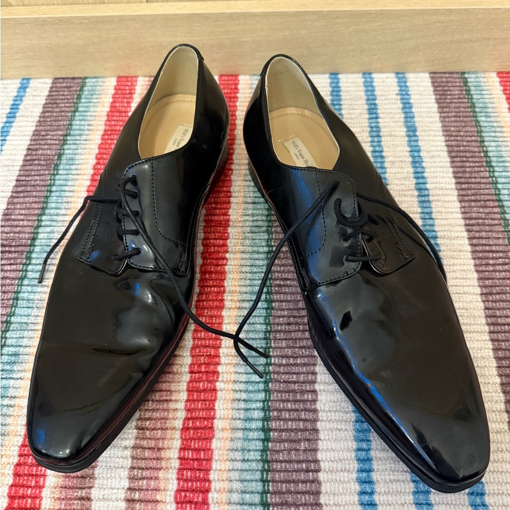 Men's Black Vegan Patent Leather Dress Shoes